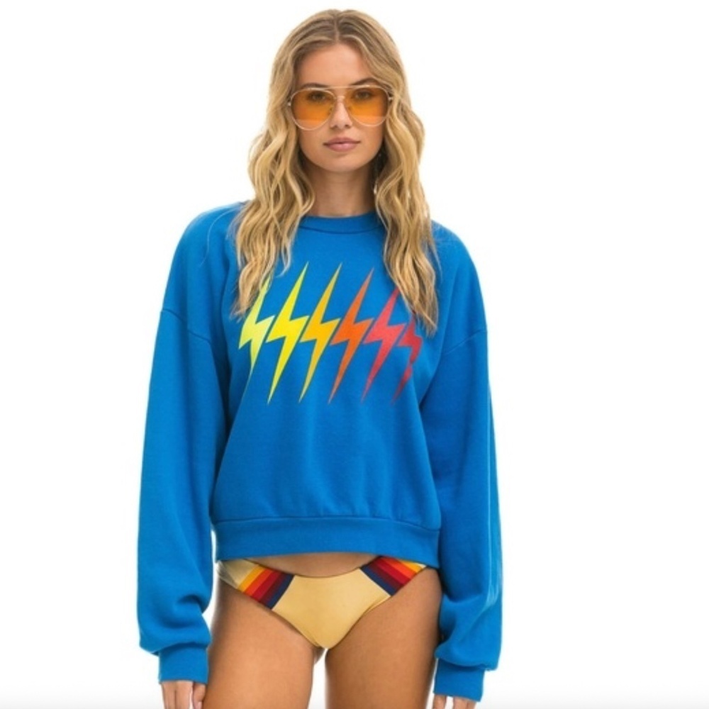 Aviator Nation Bolt Gradient Relaxed Crew Sweatshirt
